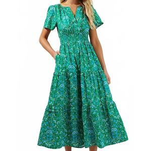 NEW SUGARLIPS alina floral palmer tiered maxi dress in cerulean